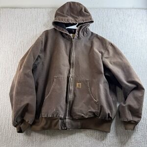 Carhartt Sandstone Active Jacket Thermal Lined Mens 2XL J25 DKB Dark Brown Faded